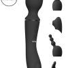 Vive: Nami, Pulse-Wave Wand Vibrator with Clitoral Sleeves, svart