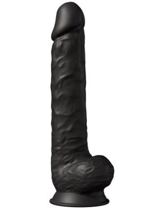 Dual Density Svart Dildo med pung 38 cm