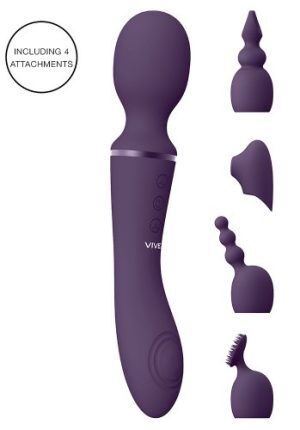Vive: Nami, Pulse-Wave Wand Vibrator with Clitoral Sleeves, lila