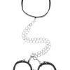 Black & White Bonded Leather Collar with Wrist Cuffs