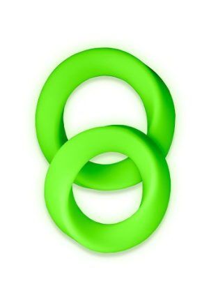 Ouch! Glow in the Dark: Silicone Cock Ring Set, 2-pack