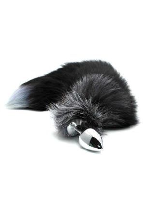 Black and White Fox Tail, Medium Plug