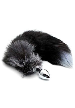 Black and White Fox Tail, Large Plug