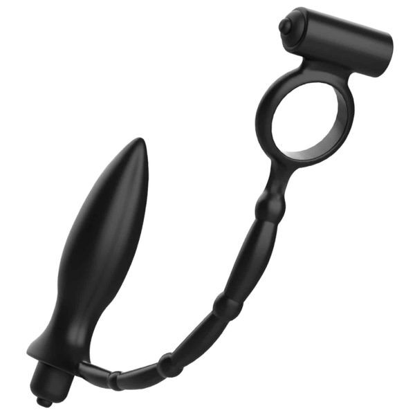 Analplugg med Vibrator & Penisring - Svart