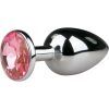 EasyToys: Metal Butt Plug No. 1 with Crystal, small, silver/rosa