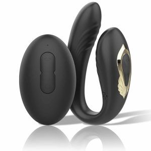 Wave - Dubbel Roterande Vibrator med fjärrkontroll - Svart