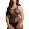 Le Désir: Duo Net High Neck Bodystocking, One Size Plus