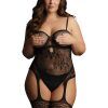 Le Désir: Suspender Rhinestone Bodystocking, One Size Plus
