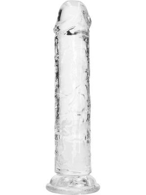 RealRock: Crystal Clear Straight Realistic Dildo, 18 cm, transparent