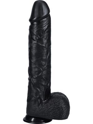 RealRock: Extra Long Realistic Dildo, 38 cm, svart
