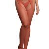 Suspender pantyhose with strappy waist, red