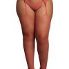 Fishnet and lace garterbelt stockings, red - Queen Size