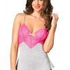 Brushed Jersey lounge teddy - Grå & Neon Rosa