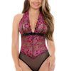 Sherry Two Tone Lace Halter Teddy (3X/4X)