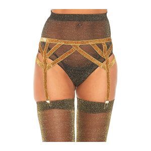 Lurex Elastic Garter Belt Gold