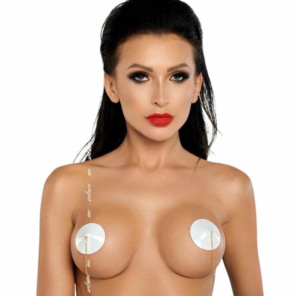 Burleska Nipple Covers med kedja - Vit