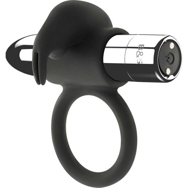 Burton Penisring - Uppladdningsbar med 10 vibrationslägen - Svart/Silver