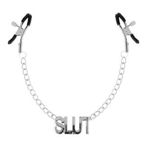 Öhmama! Fetish Nipple Clamps - Bröstklämmor med kedja - "Slut"