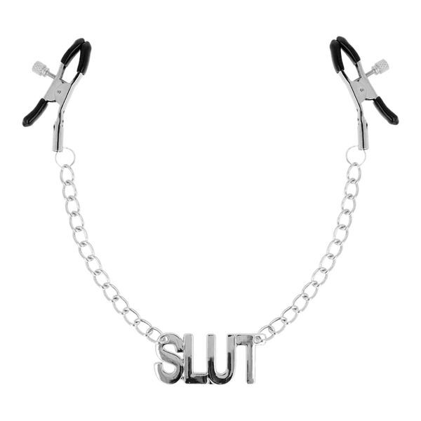 Öhmama! Fetish Nipple Clamps - Bröstklämmor med kedja - "Slut"