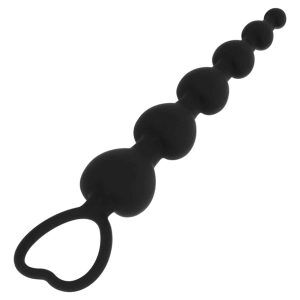 Mila - Hjärtformade Analkulor i Silikon 18 cm - Svart