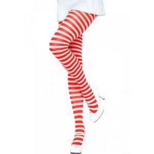Leg Avenue - Strumpbyxor Röd/Vit randiga - One-Size