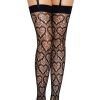 Leg Avenue Heart Net Thigh Highs Black O/S Strumpbyxor