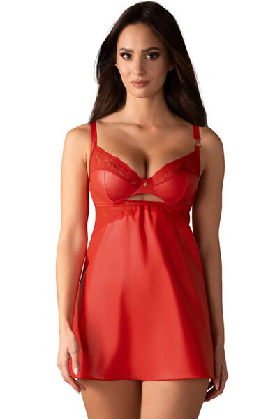 Obsessive Aliosa Chemise & Thong Red L/XL Chemise & Babydoll