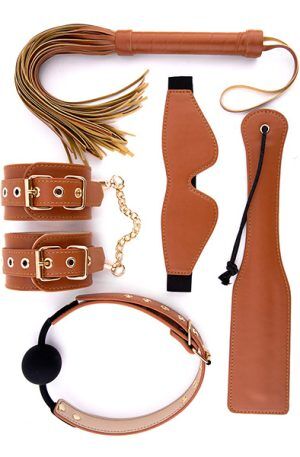 BDSM Set Cognac Vegan Leather Bondage paket