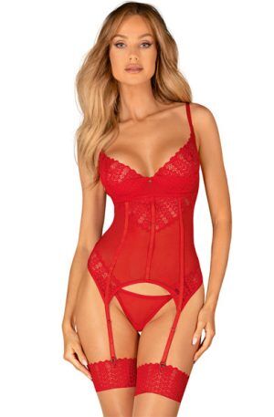 Obsessive Ingridia Corset & Thong M/L Korsett med stringtrosa