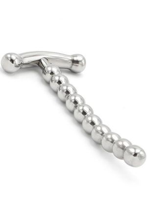 Solid Penis Plug Curved With T Handle Dilator