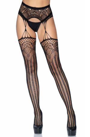 Leg Avenue Net Garter Belt Stockings O/S Strumpbyxor