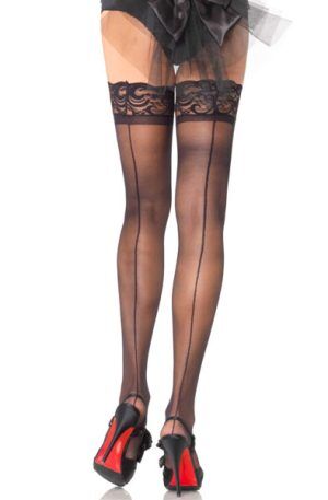 Sheer Stay Up's With Backseam Black O/S Strumpbyxor