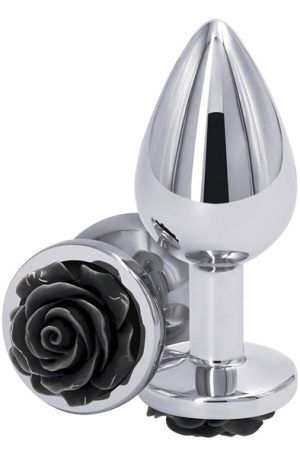 NS Novelties Rose Buttplug Medium Black Analplugg metall