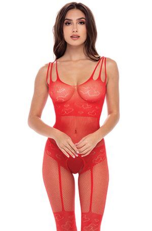 All Heart Crotchless Bodystock Red O/S Bodystocking