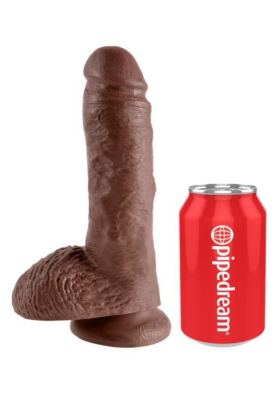 KING COCK 8 INCH W/ BALLS BROWN DILDO