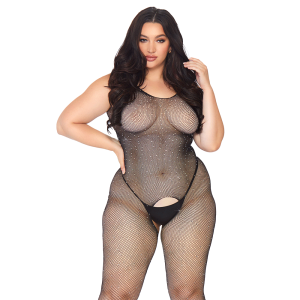 Crystalized Fishnet Tank Bodystocking Queen Size