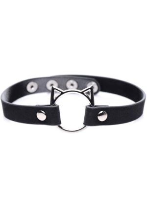 Kinky Kitty Ring Slim Choker Black Choker