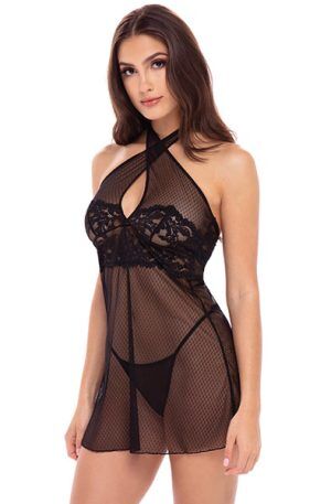 Midnight Halter Chemise Set S/M