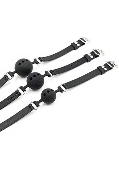 Set Of Silicone Gag Balls 3-pcs Black Gagball