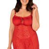 Obsessive Blossmina Chemise & Thong Red 6XL/7XL