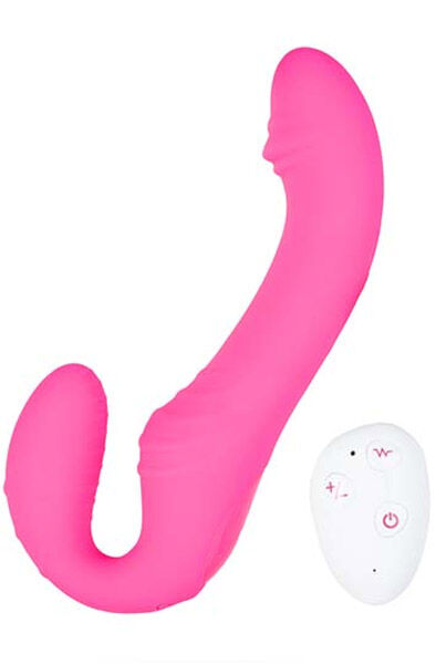 Triple Vibration Strap-On Vibrator Wireless Remote Pink
