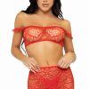 Leg Avenue 3-pcs Top, Mini Skirt & String Red O/S