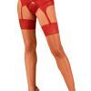 Obsessive Lacelove Stockings Red M/L Strumpbyxor