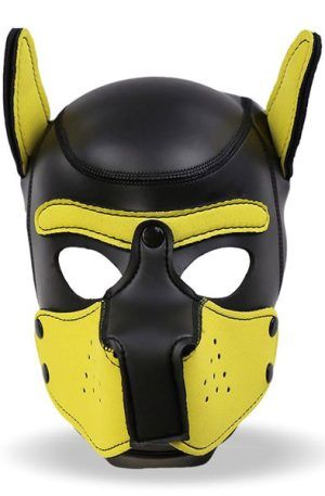 Neoprene Dog Hound Removable Muzzle Black/Yellow BDSM mask
