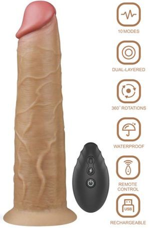 Dual-Layered Silicone Vibe With Rotation 20,5cm Dildo med vibrator