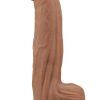 Lovetoy Sliding Skin Dual Layer Dildo Brown 31 cm XL dildo