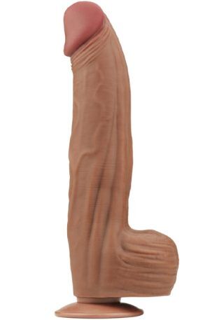 Lovetoy Sliding Skin Dual Layer Dildo Brown 31 cm XL dildo