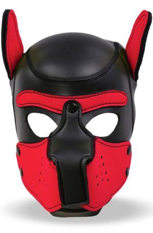 Dog Hood With Removable Muzzle Red/Black BDSM mask