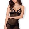 Obsessive 865-CHE-1 Chemise & Thong Black S/M