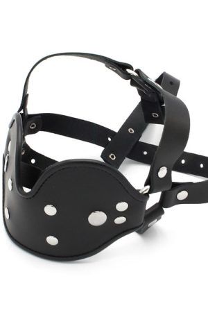 Leather Head Mounted Mouth Gag Gag med harness